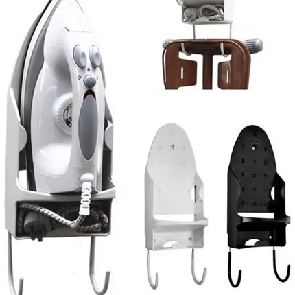 Ironing board holder - Hanging system for your ironing board AND iron - simple ironing board holder - black - plastic - Ironing board holder - Wall-mounted ironing board holder.