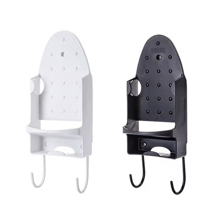 Ironing board holder - Hanging system for your ironing board AND iron - simple ironing board holder - black - plastic - Ironing board holder - Wall-mounted ironing board holder.