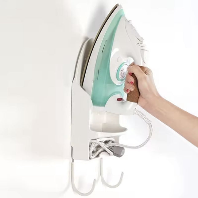 Ironing board holder - Hanging system for your ironing board AND iron - simple ironing board holder - white - plastic.