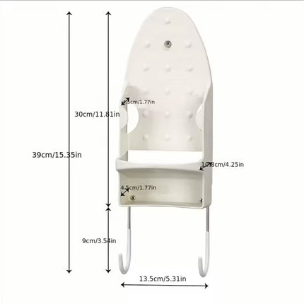 Ironing board holder - Hanging system for your ironing board AND iron - simple ironing board holder - white - plastic.