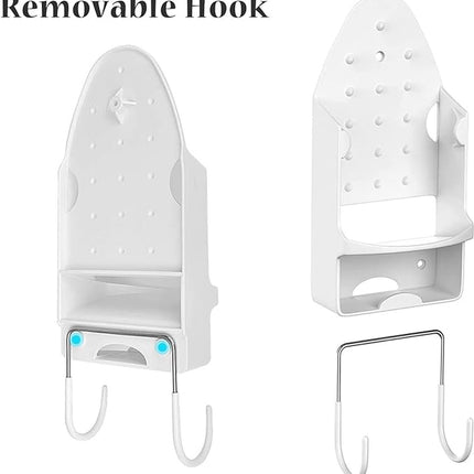 Ironing board holder - Hanging system for your ironing board AND iron - simple ironing board holder - white - plastic.