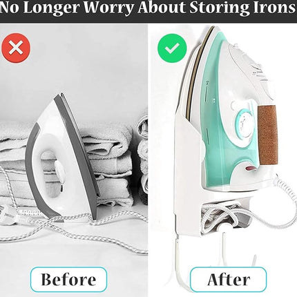 Ironing board holder - Hanging system for your ironing board AND iron - simple ironing board holder - white - plastic.
