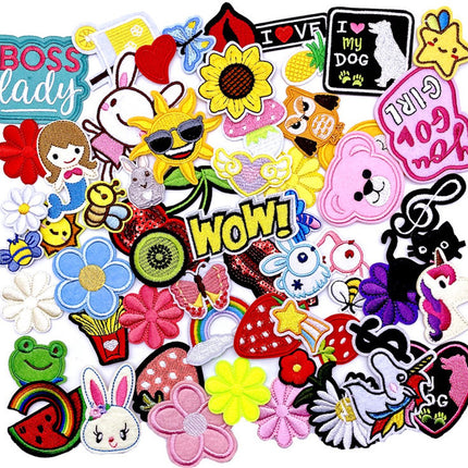 60 Pieces Iron-On Patches - Iron-on Embroidered Patches for Clothing.