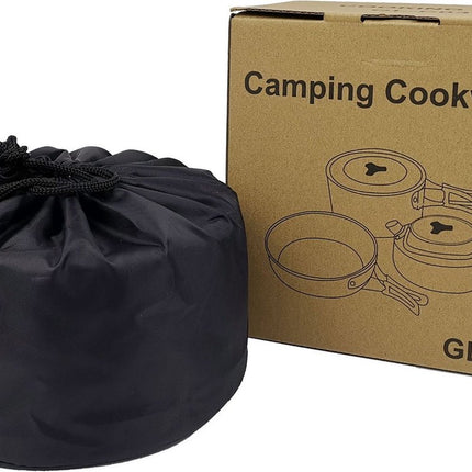 Cookware - 9-piece - for camping, outdoor, hiking, picnic, BBQ, foldable camping pans - safe and BPA - Suitable for 2-3 people camping pan set.