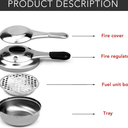 2pcs Portable Stainless Steel Alcohol Stove, Detachable Fondue Alcohol Burner, Gummy Alcohol Burner for Outdoor Camping, Environmentally Friendly.