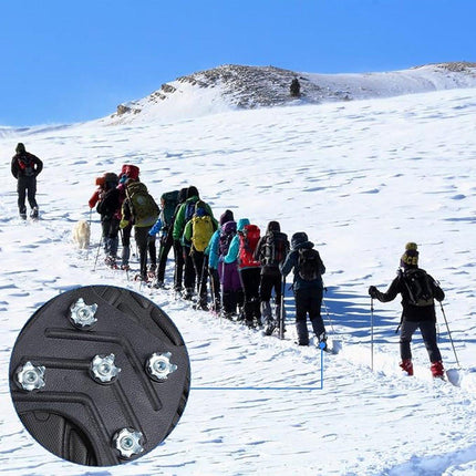 1 pair - Anti-slip spikes for under shoes - Size 41-46 - anti-slip gripper spikes claw - Snow shoes - black - Silicone.