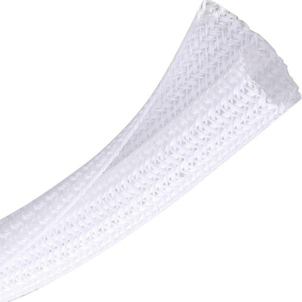 Cable Sleeve - 2m - Diameter 19MM - Cable Management - Braided Cable Sheathing - Cable Protector - Stretchable - Cuttable - PET - White - For TV / Computer / Home Theater / Engine Compartment.