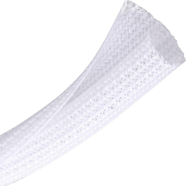 Cable Sleeve - 2m - Diameter 19MM - Cable Management - Braided Cable Sheathing - Cable Protector - Stretchable - Cuttable - PET - White - For TV / Computer / Home Theater / Engine Compartment.