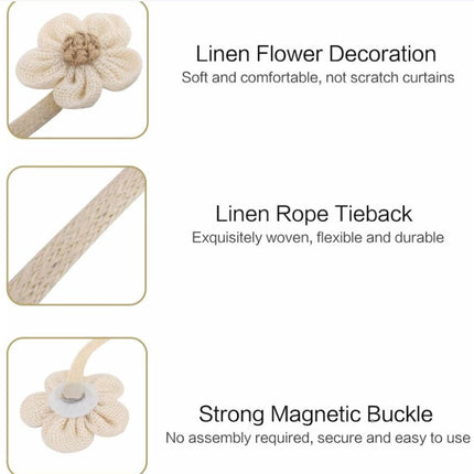 Curtain Holder - 2 Pieces - Curtain Tie Back - Curtain Tie Rope - Magnetic Curtain Cord - Beige - 40 cm.