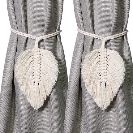 Curtain Holder - 2 Pieces - Curtain Tie Back - Curtain Tie Rope - Curtain Tie Back Hook - Curtain Ties - Beige - 116 cm Long.