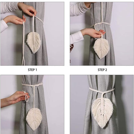 Curtain Holder - 2 Pieces - Curtain Tie Back - Curtain Tie Rope - Curtain Tie Back Hook - Curtain Ties - Beige - 116 cm Long.