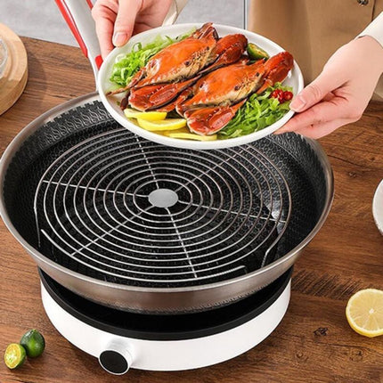 Oven Rack - Steam Rack - Stainless Steel - Microwave Rack - Round - Grill Cooling Rack - Multifunctional Cooking Steam Stand - Microwave Rack Round - Oven Rack - Universal - Suitable for cooking, baking and roasting - 16cm - Silver.