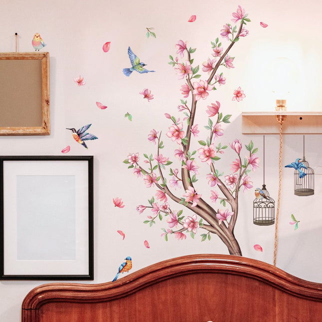 Wall sticker - living room decoration wall - Wall decoration - for living room bedroom - 30*60cm - Branch Birds Flowers Wall sticker - PVC - colorful.