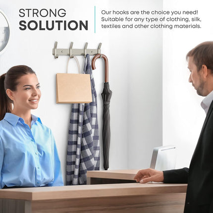 Wardrobe hooks - 5 hooks Stainless steel - Hook strip - Clothes hooks - For wall, wardrobe rail, wall wardrobe for bedroom, bathroom, kitchen - Silver - Coat hooks - 38 cm.