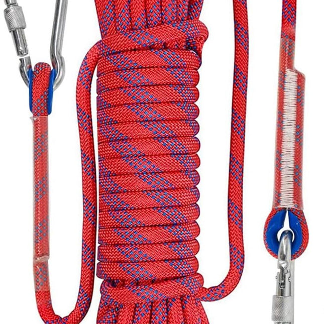 Rope - 10 Meters - 10mm Thickness - Includes Carabiner - Sturdy Climbing Rope for Magnet Fishing - Red - Escape Fire Rescue Rope - Climbing Rope.