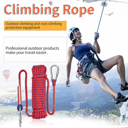 Rope - 10 Meters - 10mm Thickness - Includes Carabiner - Sturdy Climbing Rope for Magnet Fishing - Red - Escape Fire Rescue Rope - Climbing Rope.