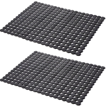 Sink mat - 2 pieces - 30x40cm - Sink insert - Rectangular - Dot design - Sink protection - Black - PVC - Sink mat - Sink mat - Washbasin mat.