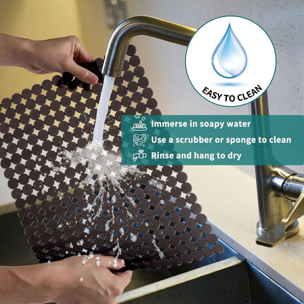 Sink mat - 2 pieces - 30x40cm - Sink insert - Rectangular - Dot design - Sink protection - Black - PVC - Sink mat - Sink mat - Washbasin mat.