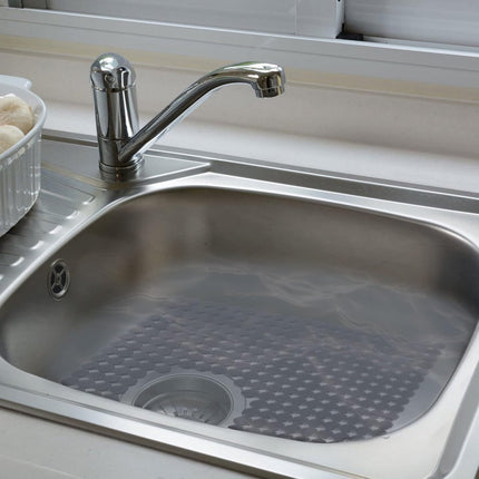 Sink mat - 2 pieces - 30x40cm - Sink insert - Rectangular - Dot design - Sink protection - Black - PVC - Sink mat - Sink mat - Washbasin mat.