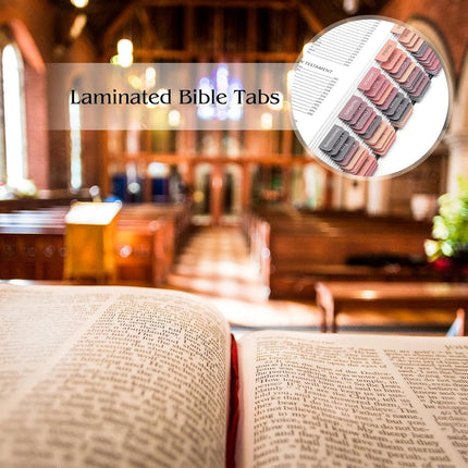 Bible Tab Stickers Self-Adhesive - Tabs Paper - Accessories - Bible Study - English Version - Easy to Read and Use Bible Journaling - Pink-Gray - 75 Laminated Bible Tabs.