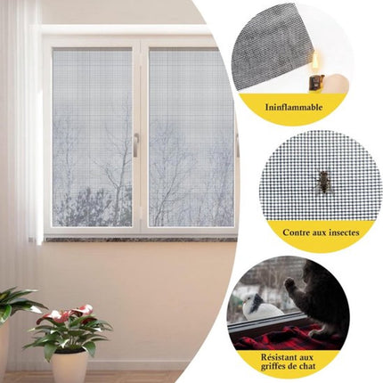 piece - Window screen 120 x 250 cm - Black - Mesh - Universal Window Screen - Custom-made screen mesh - Make your own screen - Anti-mosquito - Insect screen - Door screen.