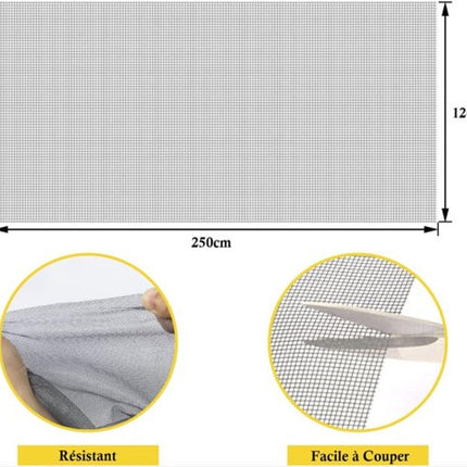 piece - Window screen 120 x 250 cm - Black - Mesh - Universal Window Screen - Custom-made screen mesh - Make your own screen - Anti-mosquito - Insect screen - Door screen.