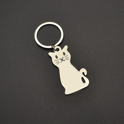 Keychain - Cat Keychain - Cute Keychain - Perfect Gift for Lovers, Friends and Best Friend - Silver.