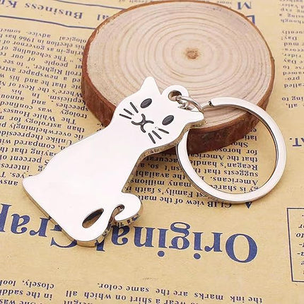 Keychain - Cat Keychain - Cute Keychain - Perfect Gift for Lovers, Friends and Best Friend - Silver.