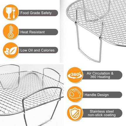 Square air fryer rack - Air fryer baking pan - Air fryer accessories - Stainless steel - 20 cm.