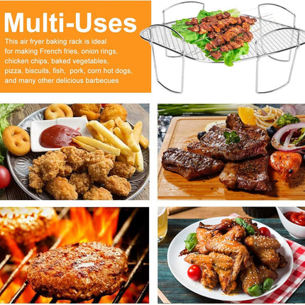 Square air fryer rack - Air fryer baking pan - Air fryer accessories - Stainless steel - 20 cm.
