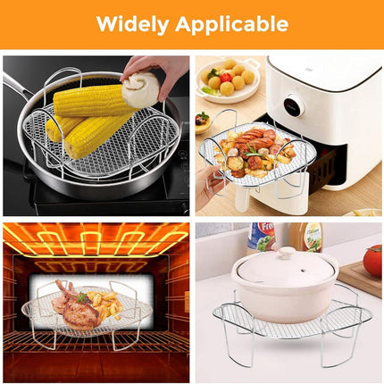 Square air fryer rack - Air fryer baking pan - Air fryer accessories - Stainless steel - 20 cm.
