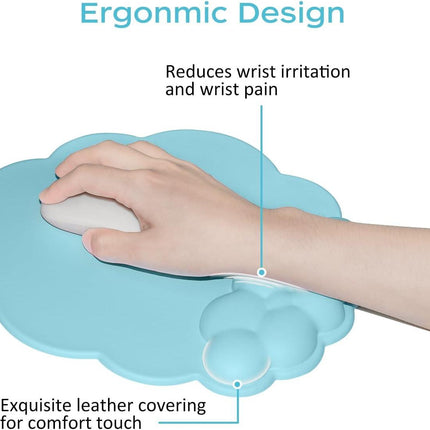 Mouse pad - Mouse pad with wrist rest - Ergonomic mouse pad - Mouse pad with leather surface, suitable for computers, laptops, office, home and travel, with non-slip bottom.