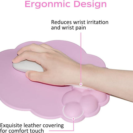 Mouse pad - Mouse pad with wrist rest - Ergonomic mouse pad - Mouse pad with leather surface, suitable for computers, laptops, office, home and travel, with non-slip bottom.