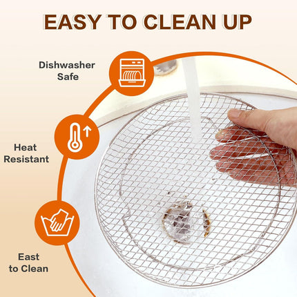 Multi-layer air fryer rack (3 round layers) - Air fryer baking pan - Air fryer grid - 304 stainless steel - Safe to use in air fryers, steam ovens, regular ovens and dishwashers.