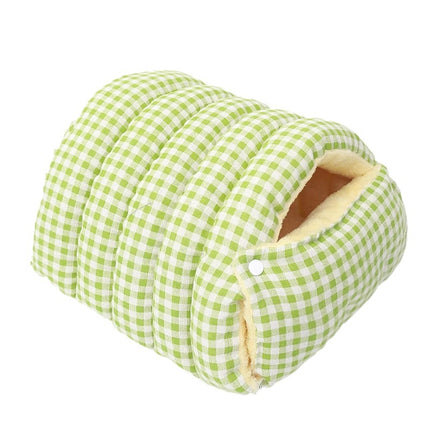 Cat house - Cat basket - Plush and warm - Removable and washable - Closed cat bed for winter - Suitable for indoor and outdoor use in winter, camping, traveling, in the bedroom, living room and apartment - Green and white checkered.