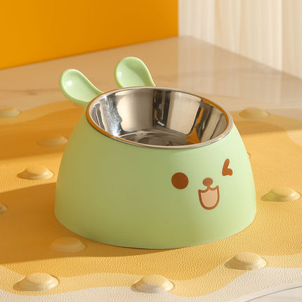 Cat Litter Box - Cat Food Bowl - Non-Slip Design - Pet Food Bowl - Plastic and Stainless Steel Design - Suitable for Cats and Small Dogs - Vegetable.