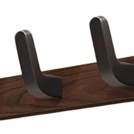 Coat rack - Wall coat rack - Coat rack with hooks - Storage rack - 25 × 3 cm - Wooden coat rack - Walnut - 5 hooks - Black.
