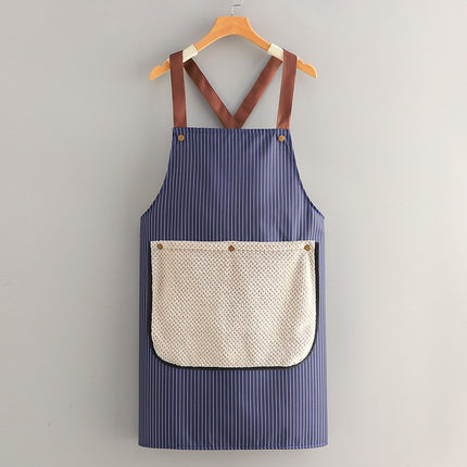Apron - Kitchen Apron - Waterproof and Stain Resistant - Professional Cooking Apron - With Pockets and Removable Towels - Apron for Women and Men - Navy Blue.