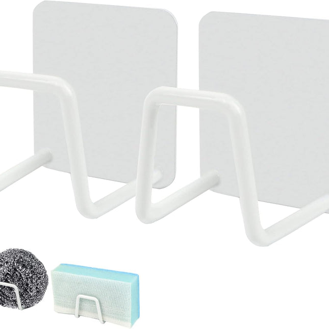 Storage rack - Sponge rack - Self-adhesive - Waterproof - Stainless steel sponge rack for the sink - Sink organizer - Dishcloth holder - suitable for smooth tiles, painted walls and mirrors - Pack of 4 - White