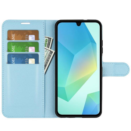 Compatible with Samsung Galaxy A17 5G Case Blue Litchi Texture Horizontal Flip Stand Cover for Compatible with Samsung Galaxy A17 5G.