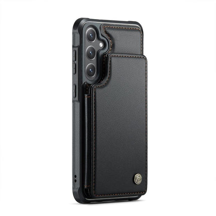 Compatible with Samsung Galaxy S25 Case with RFID Protection and Stand in Black.