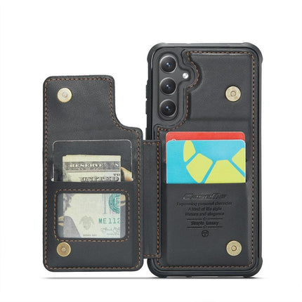 Compatible with Samsung Galaxy S25 Case with RFID Protection and Stand in Black.