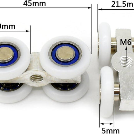Set of 2 rollers for sliding glass doors.