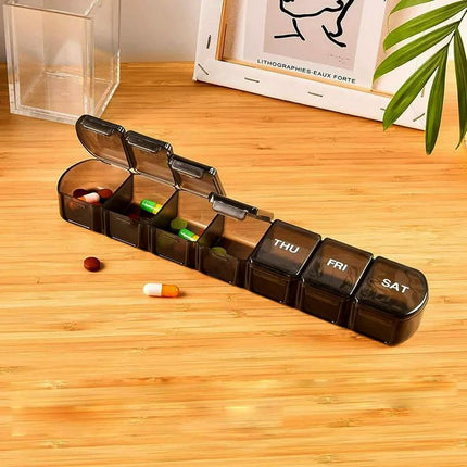 Week Medicine Dispenser with Large Compartments Black.