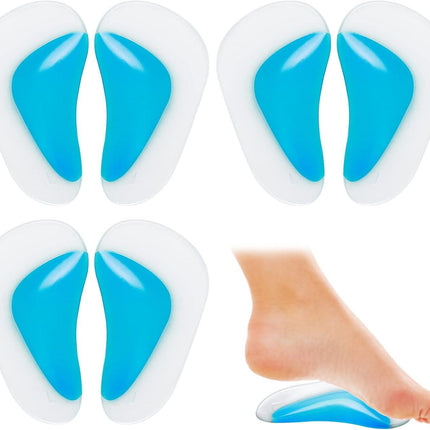 Orthopedic Gel Insoles 3 Pairs for Arch Support Plantar Fasciitis Silicone Shoe Inserts.