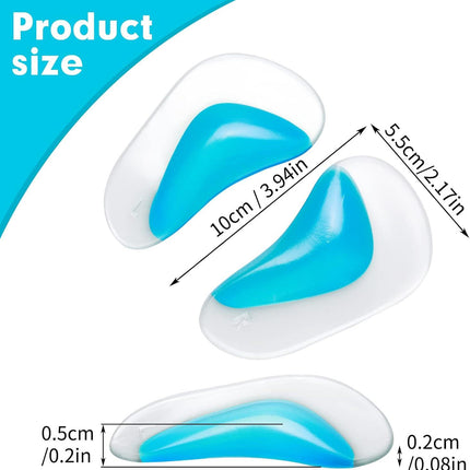 Orthopedic Gel Insoles 3 Pairs for Arch Support Plantar Fasciitis Silicone Shoe Inserts.