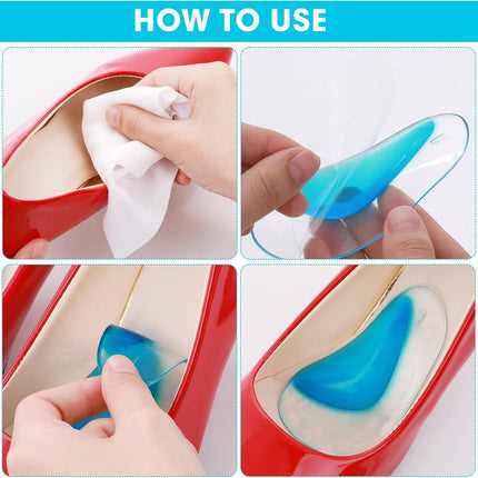 Orthopedic Gel Insoles 3 Pairs for Arch Support Plantar Fasciitis Silicone Shoe Inserts.