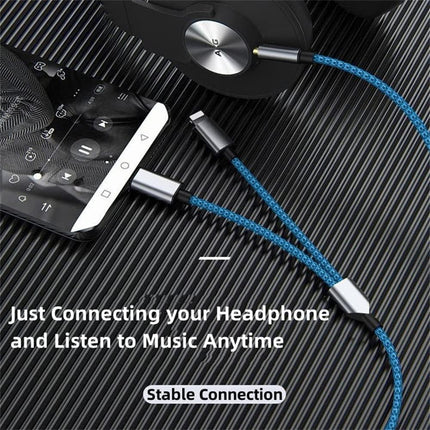 USB C \u0026 Lightning to 3.5mm Aux Audio Adapter Cable Braided Nylon.