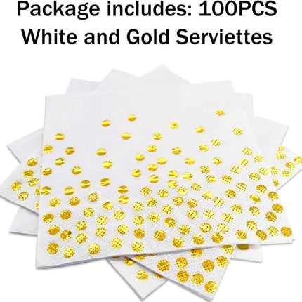 Napkins 100-pack, white and gold napkins Gold napkins Napkins.