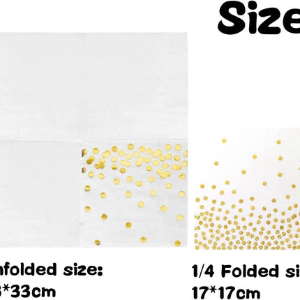 Napkins 100-pack, white and gold napkins Gold napkins Napkins.